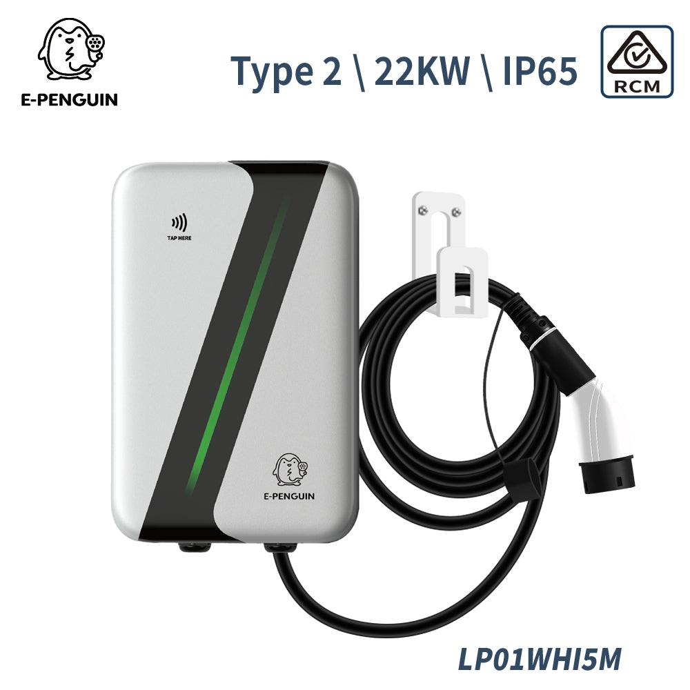 Little Penguins Type 2 EV Charging Station 32A 22KW THREE Phase with 5M Cable - AU STOCK/WTY