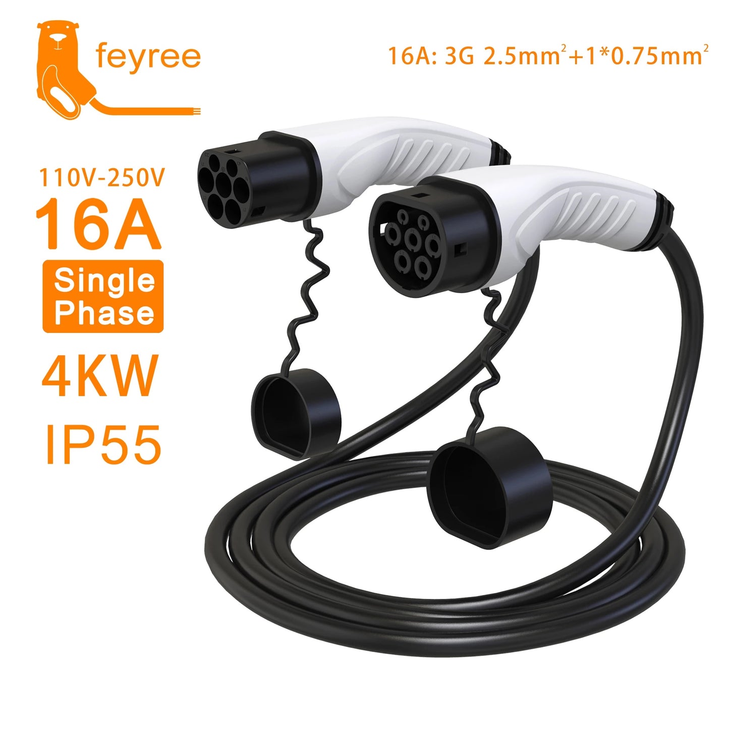 Type2 Female to Male Plug Adapter 5 Meters 16A-32A Charging Station at 4/8/11/22KW- AU STOCK/WTY