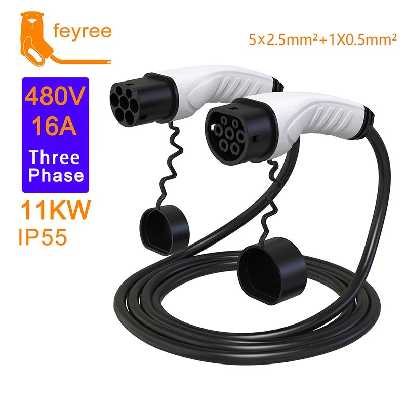 Type2 Female to Male Plug Adapter 5 Meters 16A-32A Charging Station at 4/8/11/22KW- AU STOCK/WTY