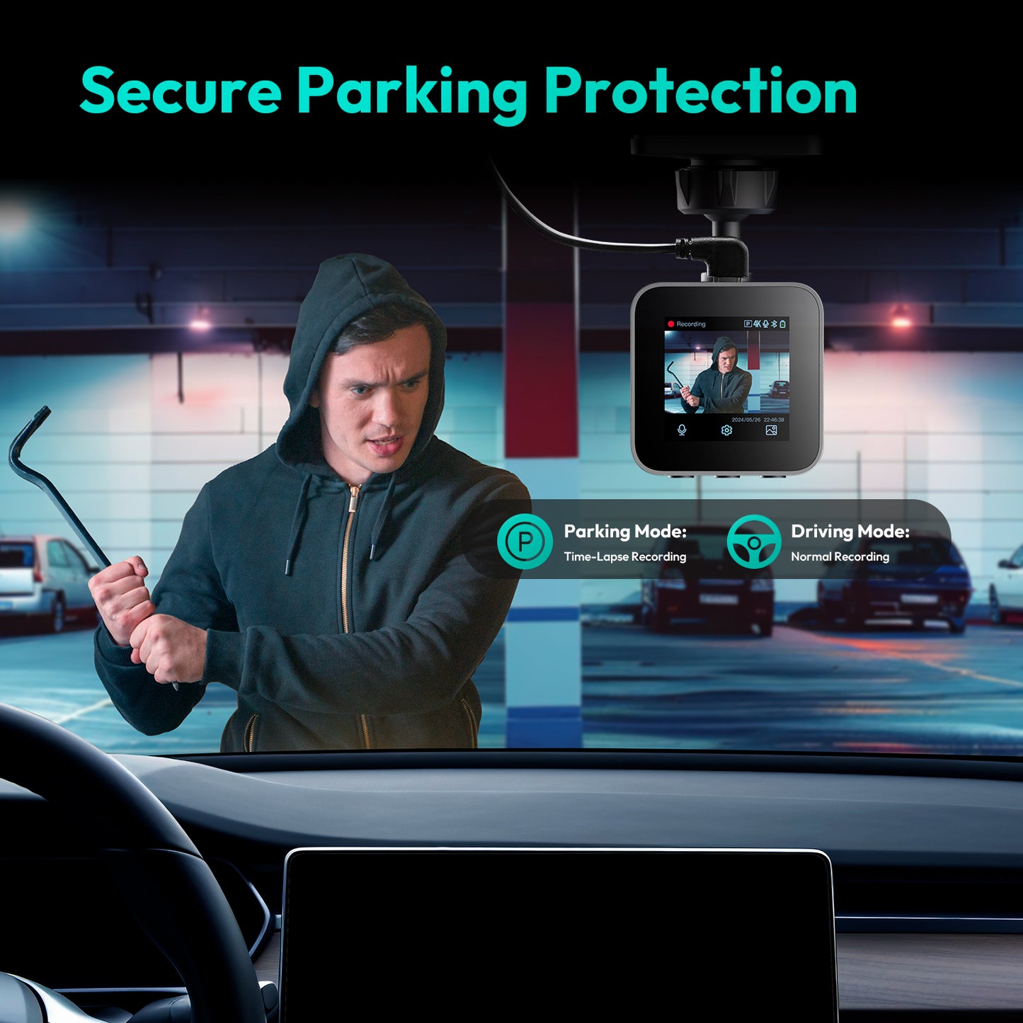 BOTSLAB 4K Dash Cam Front and FHD Rear Camera, Night Vision, ADAS,GPS,WIFI, 64GB