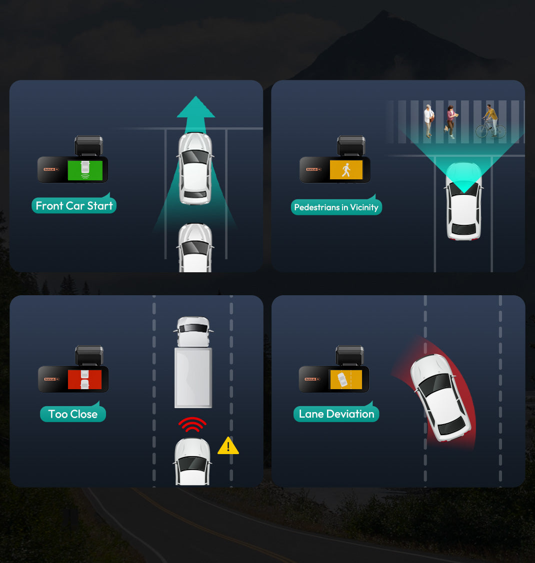 BOTSLAB 4K Dash Cam Front and Rear, 2K Rear Camera, Night Vision, ADAS, 64 GB SD