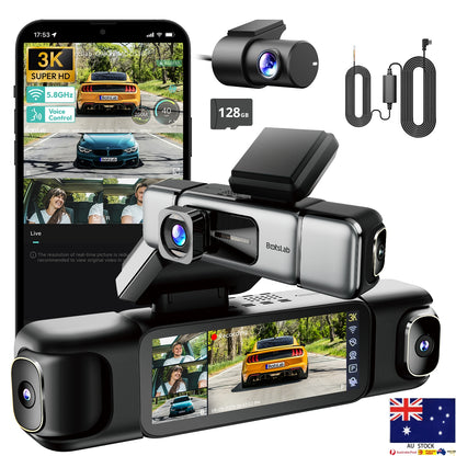 BOTSLAB 4 Channel Dash Cam, 3K Front and FHD*3, 128G SD, Night, GPS, WIFI, APP