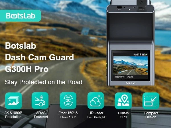 BOTSLAB 3K Dash Cam Front and Rear, FHD Rear Camera, Night Vision, ADAS,GPS,WIFI
