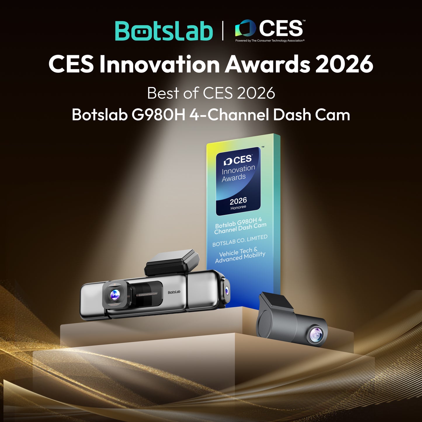 BOTSLAB 4 Channel Dash Cam, 3K Front and FHD*3, 128G SD, Night, GPS, WIFI, APP