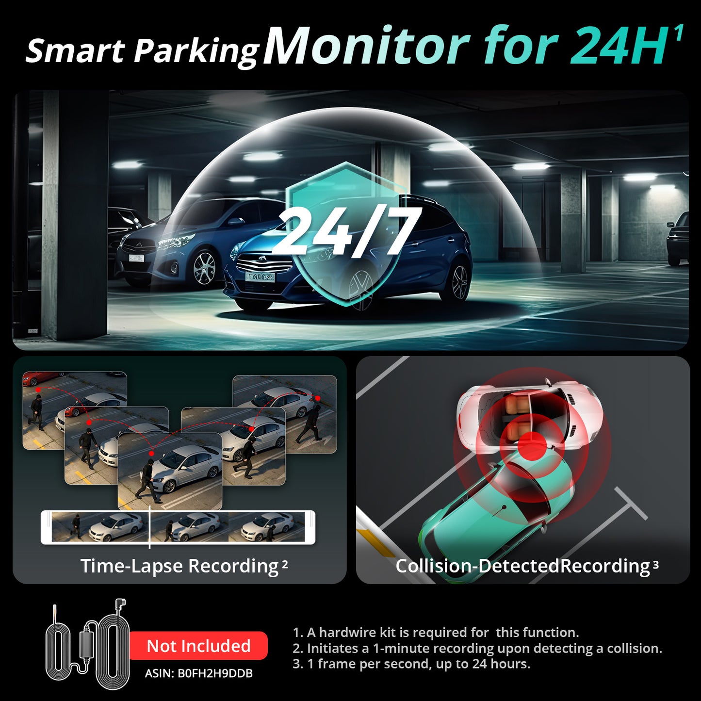 BOTSLAB 4K Dash Cam Front and FHD Rear Camera, Night Vision, ADAS,GPS,WIFI, 64GB