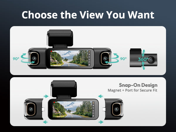 BOTSLAB 4 Channel Dash Cam, 3K Front and FHD*3, 128G SD, Night, GPS, WIFI, APP