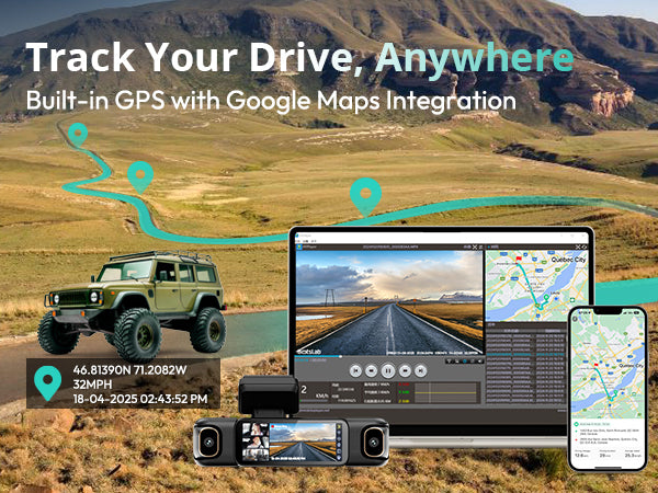 BOTSLAB 4 Channel Dash Cam, 3K Front and FHD*3, 128G SD, Night, GPS, WIFI, APP