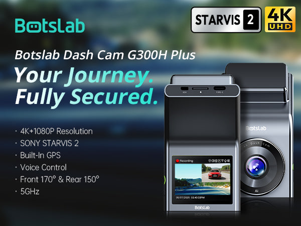 BOTSLAB 4K Dash Cam Front and FHD Rear Camera, Night Vision, ADAS,GPS,WIFI, 64GB